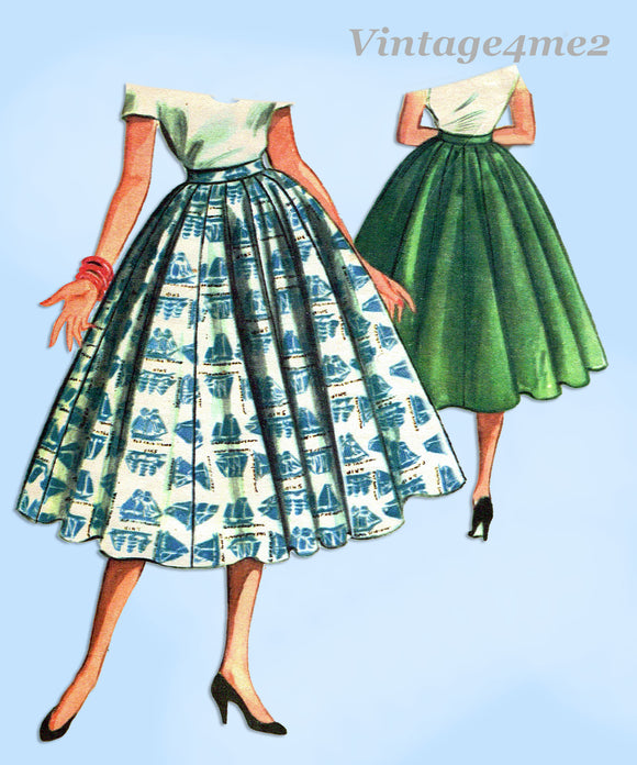 McCall's 3553: 1950s Charming Misses 16 Gore Skirt 24 W Vintage Sewing Pattern