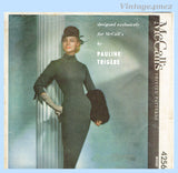 McCall's 4256: 1950s Rare Pauline Trigere Dress Sz 34 B Vintage Sewing Pattern