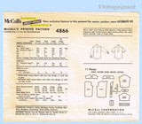 1950s Vintage McCall's Sewing Pattern 4866 Envelope Back