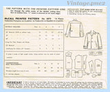 1940s Vintage McCall Sewing Pattern 4870 Cute Toddler Boys Sports Jacket Sz 6