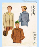 1940s Vintage McCall Sewing Pattern 4870 Cute Toddler Boys Sports Jacket Sz 6