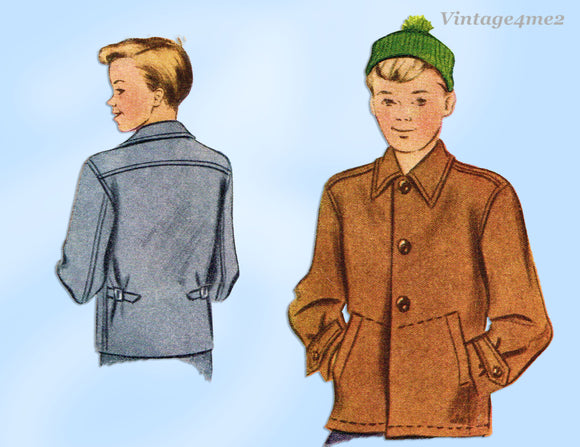1940s Vintage McCall Sewing Pattern 4870 Cute Toddler Boys Sports Jacket Sz 6