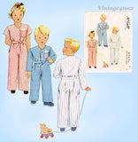 1940s Vintage McCall Sewing Pattern 4949 WWII Toddler Boys & Girls Pajamas Sz 2