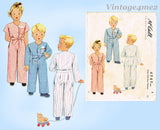 1940s Vintage McCall Sewing Pattern 4949 WWII Toddler Boys & Girls Pajamas Sz 2