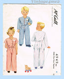 1940s Vintage McCall Sewing Pattern 4949 WWII Pajamas Boys Girls Child Size 6