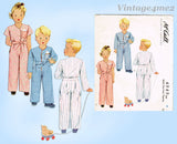 1940s Vintage McCall Sewing Pattern 4949 WWII Pajamas Boys Girls Child Size 6