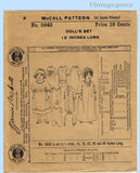 1910s Vintage McCall Sewing Pattern 5640 18 Inch Little Girl Doll Clothes Set