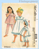 1960s Vintage McCalls Sewing Pattern 6123 Uncut Slumbertogs Toddler Nightgown Sz2