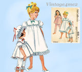 1960s Vintage McCalls Sewing Pattern 6123 Uncut Slumbertogs Toddler Nightgown Sz2