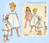 1960s Vintage McCalls Sewing Pattern 6123 Uncut Slumbertogs Toddler Nightgown Sz2