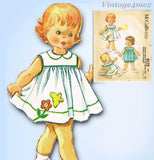 1960s Vintage McCalls Sewing Pattern 6172 Baby Girls Bloomer Dress Size 1