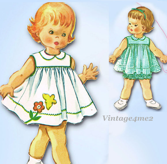 1960s Vintage McCalls Sewing Pattern 6172 Baby Girls Bloomer Dress Size 1