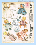 1960s Vintage McCalls Sewing Pattern 6214 Cute Baby Layette w Booties Dresses