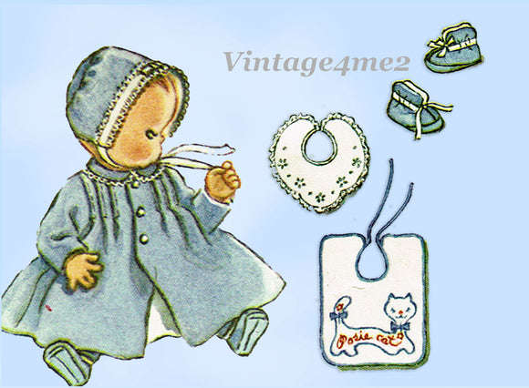 1960s Vintage McCalls Sewing Pattern 6214 Cute Baby Layette w Booties Dresses