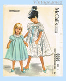 1960s Vintage McCalls Sewing Pattern 6595 Cute Slumbertogs Toddler Nightgown Sz3
