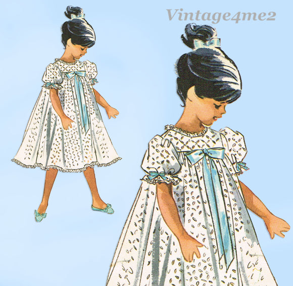 1960s Vintage McCalls Sewing Pattern 6595 Cute Slumbertogs Toddler Nightgown Sz3