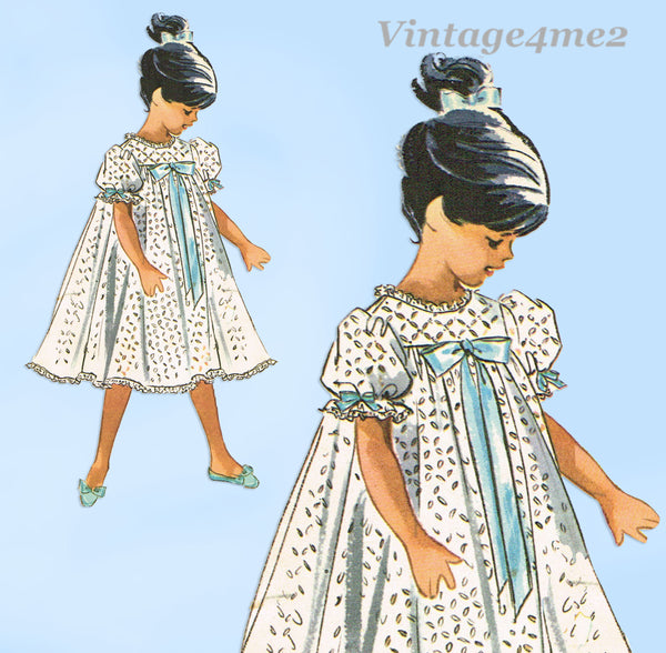 1960s Vintage McCalls Sewing Pattern 6595 Cute Slumbertogs Toddler Nightgown Sz3