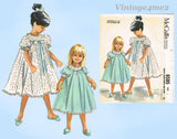 1960s Vintage McCalls Sewing Pattern 6595 Cute Slumbertogs Toddler Nightgown Sz3