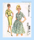 McCall's 6649: 1960s Charming Shirtwaist Dress Sz 37 Bust Vintage Sewing Pattern