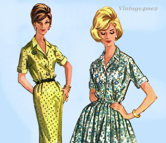 McCall's 6649: 1960s Charming Shirtwaist Dress Sz 37 Bust Vintage Sewing Pattern