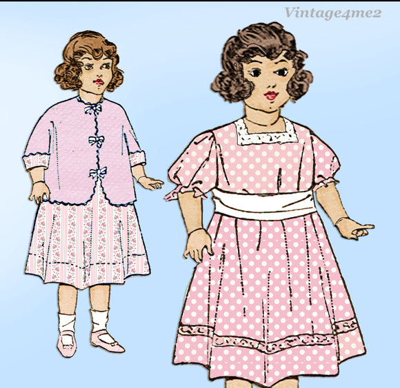 1910s Vintage McCall Sewing Pattern 6870 22 Inch Little Girl Doll Clothes Set