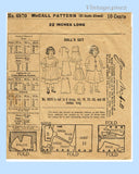 1910s Vintage McCall Sewing Pattern 6870 22 Inch Little Girl Doll Clothes Set
