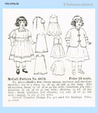 1910s Vintage McCall Sewing Pattern 6870 22 Inch Little Girl Doll Clothes Set