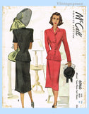 McCall 6960: 1940s Chic Misses Peplum Suit Sz 34 Bust Vintage Sewing Pattern