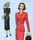 McCall 6960: 1940s Chic Misses Peplum Suit Sz 34 Bust Vintage Sewing Pattern