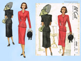 McCall 6960: 1940s Chic Misses Peplum Suit Sz 34 Bust Vintage Sewing Pattern