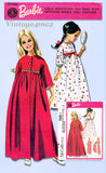 1960s Vintage McCalls Sewing Pattern 7545 Uncut Girls & Barbie Doll Robe Nighty Sz 12
