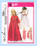 1960s Vintage McCalls Sewing Pattern 7545 Uncut Girls & Barbie Doll Robe Nighty Sz 12