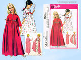1960s Vintage McCalls Sewing Pattern 7545 Uncut Girls & Barbie Doll Robe Nighty Sz 12