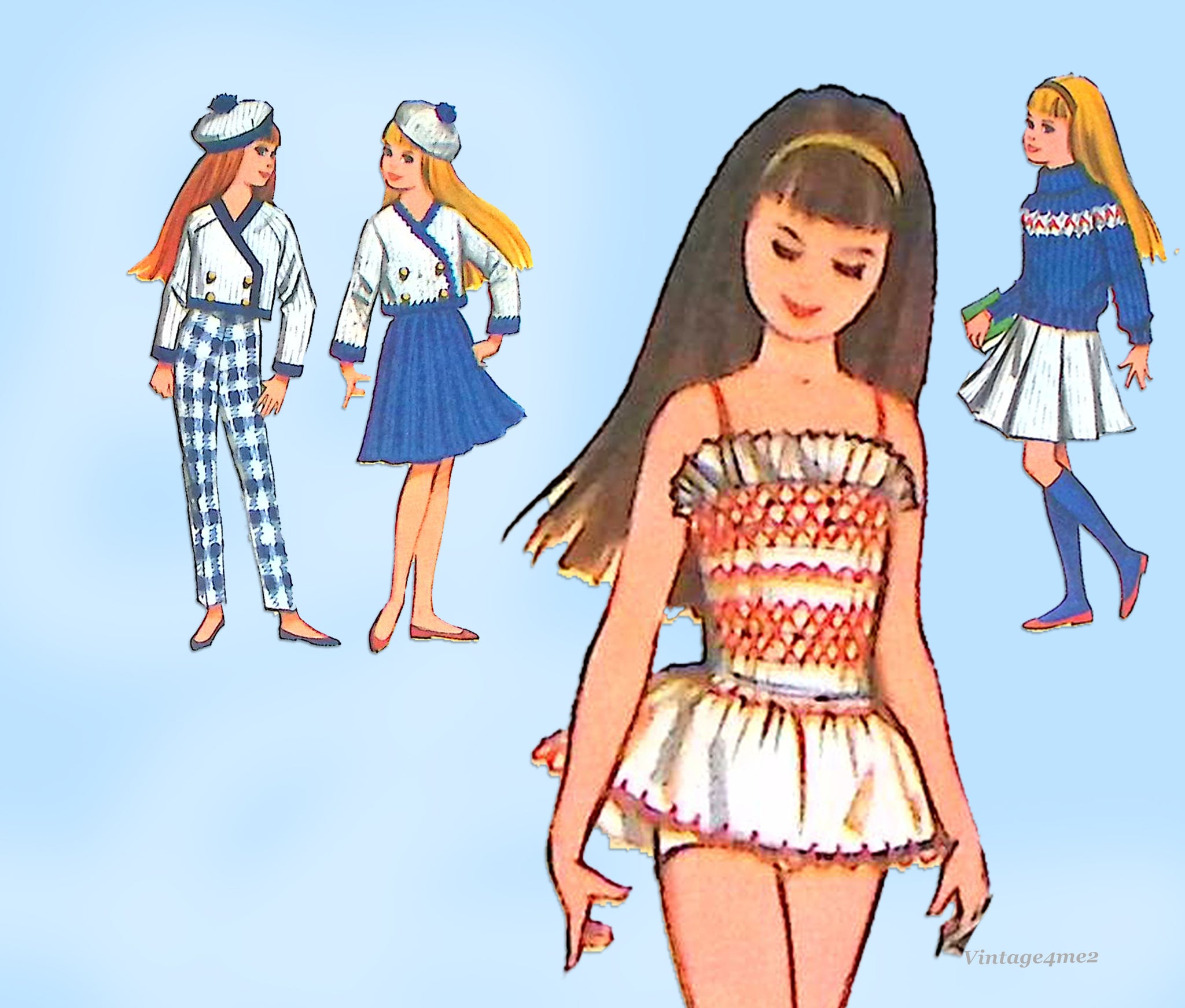 1960s Vintage McCalls Sewing Pattern 7841- 9 In Skipper Doll Clothes  Vintage4me2