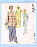 McCalls 8190: 1950s Darling Misses Pajamas Size 34 Bust Vintage Sewing Pattern