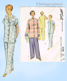 McCalls 8190: 1950s Darling Misses Pajamas Size 34 Bust Vintage Sewing Pattern
