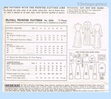 1950s Vintage McCall Sewing Pattern 8266 Lovely Misses Day Dress Size 34 Bust