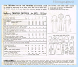 1950s Vintage McCall Sewing Pattern 8278 Stunning Misses Street Dress Size 34 B