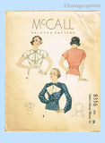 1930s Vintage McCall Sewing Pattern 8336 Uncut Misses Blouse Size 32 Bust