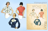 1930s Vintage McCall Sewing Pattern 8336 Uncut Misses Blouse Size 32 Bust