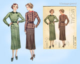 McCall 8537: 1930s Charming Uncut Misses 2 PC Dress Size 34 B Vintage Sewing Pattern