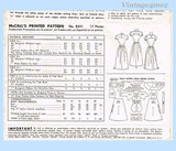 1950s Vintage McCall Sewing Pattern 8541 Lovely Misses Day Dress Sz 30 Bust