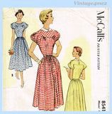 1950s Vintage McCall Sewing Pattern 8541 Lovely Misses Day Dress Sz 30 Bust