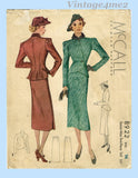 McCall 8922: 1930s Chic Misses Slender Peplum Suit Sz 32 B Vintage Sewing Pattern