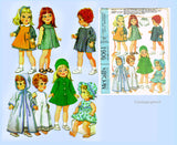 1960s Vintage McCalls Sewing Pattern 9061 12 to 16 In Betsy Wetsy Doll Clothes
