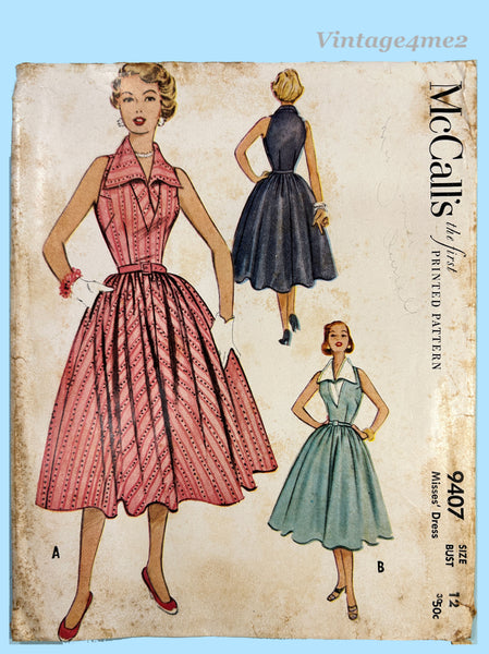 McCall's 9407: 1950s Uncut Misses Sun Dress Sz 30 B Vintage Sewing Pattern