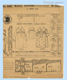 1920s Vintage McCall Pattern 9499 Sweet Uncut Baby Girls Shirred Dress Size 1