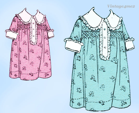 1920s Vintage McCall Pattern 9499 Sweet Uncut Baby Girls Shirred Dress Size 1