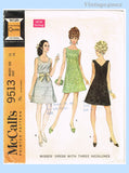 1960s Vintage McCall's Sewing Pattern 9513 Uncut Misses Sun or Party Dress 38 B