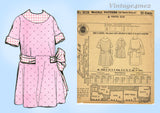 1920s Vintage McCall Pattern 9538 Sweet Uncut Little Girls Party Dress Size 8